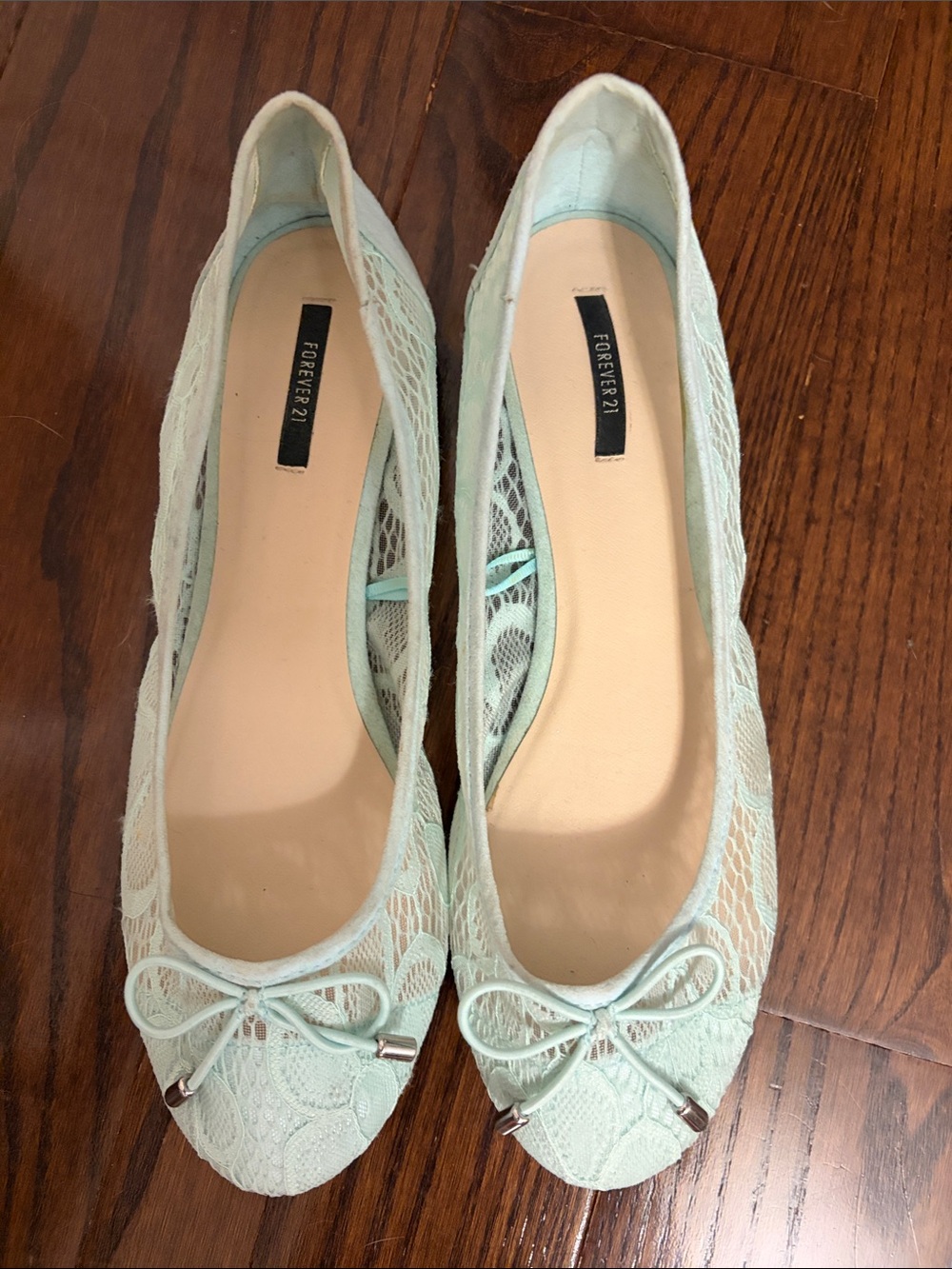 Forever 21 Mint Lace Bow Ballet Flats
